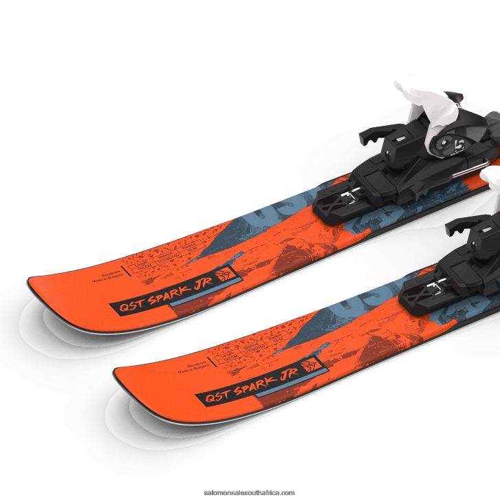 Salomon Junior - Kids\ Freestyle Ski Package - Qst Spark S (And C5) JV8B481368 Flame/Copen Blue/Black
