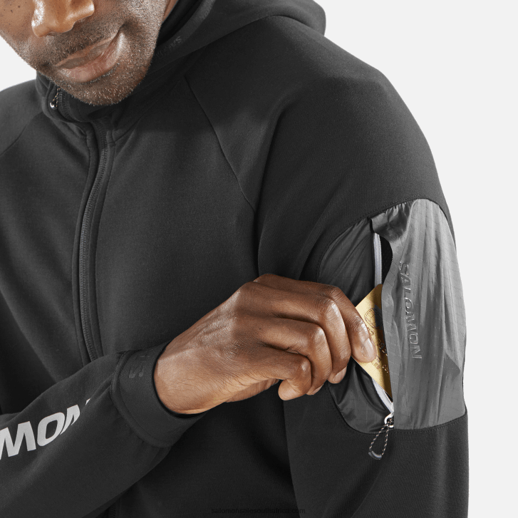 Salomon Men\s Full Zip Midlayer Jacket - Equipe JV8B481110 Deep Black/White