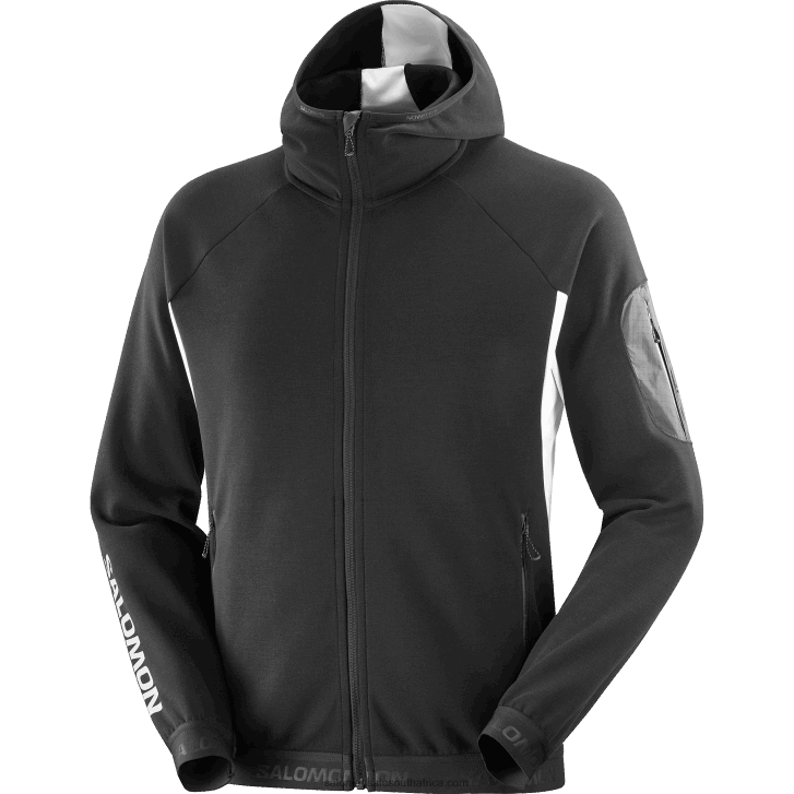 Salomon Men\s Full Zip Midlayer Jacket - Equipe JV8B481110 Deep Black/White