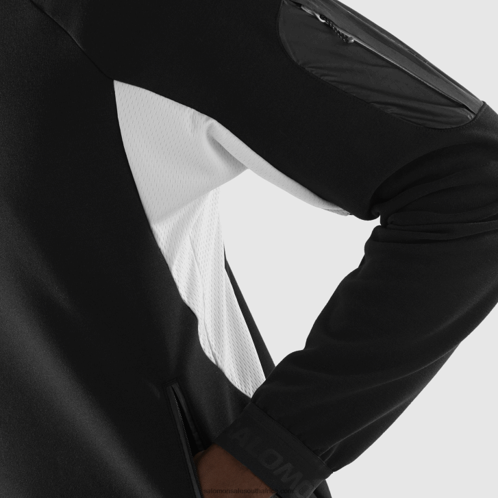 Salomon Men\s Full Zip Midlayer Jacket - Equipe JV8B481110 Deep Black/White