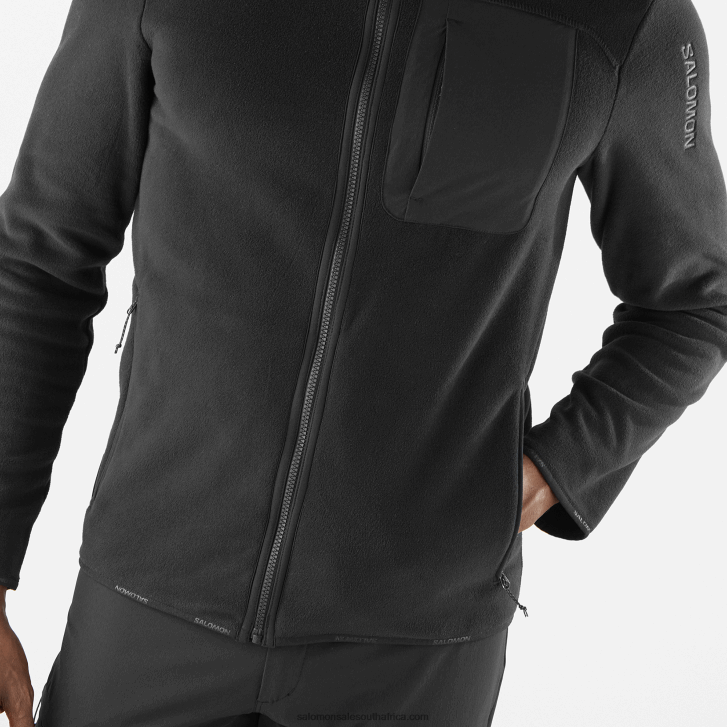 Salomon Men\s Full Zip Midlayer Jacket - Outline Polartec JV8B48535 Deep Black