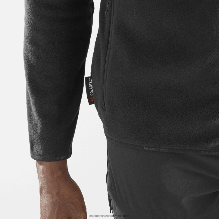 Salomon Men\s Full Zip Midlayer Jacket - Outline Polartec JV8B48535 Deep Black