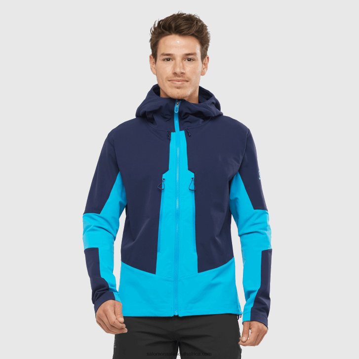 Salomon Mens Full Zip Midlayer Jacket - Outpeak Softshell JV8B481109 Night Sky/Barrier Reef