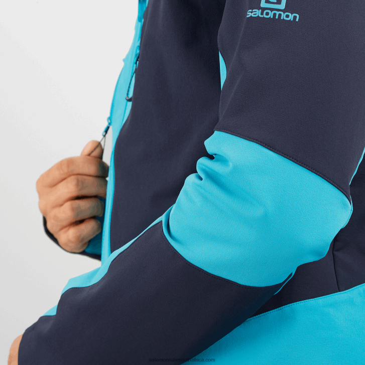 Salomon Men\s Full Zip Midlayer Jacket - Outpeak Softshell JV8B481109 Night Sky/Barrier Reef