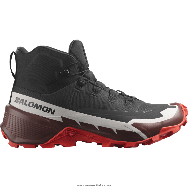 Salomon Mens Hiking Boots - Cross Hike 2 Mid Gore-Tex JV8B4834 Black/Bitter Chocolate/Fiery Red