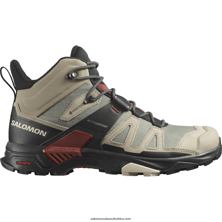 Salomon Mens Hiking Boots - X Ultra 4 Mid Gore-Tex JV8B4811 Vintage Khaki/Black/Burnt Henna