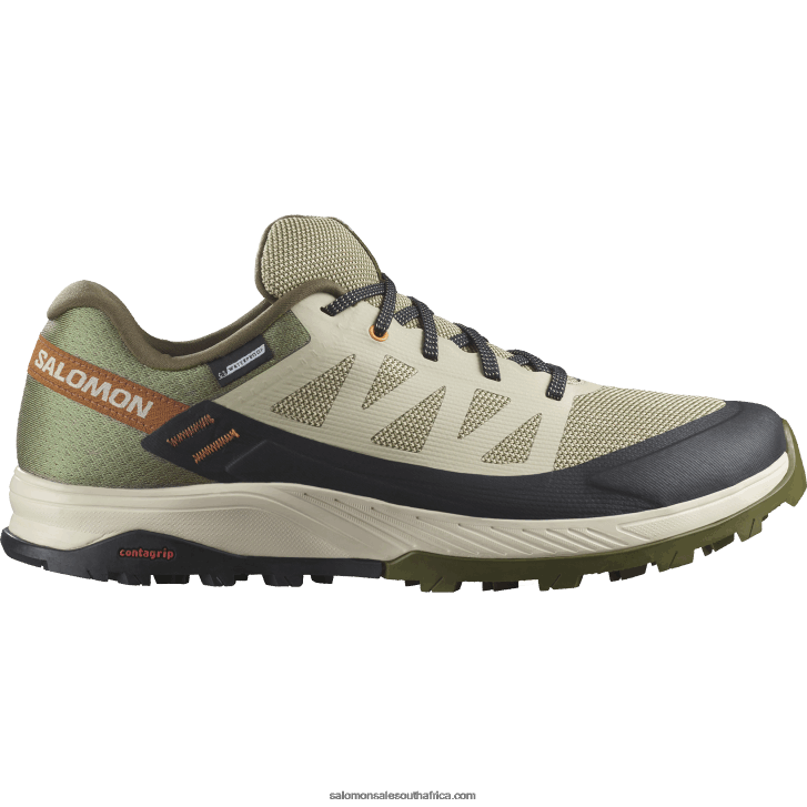 Salomon Mens Hiking Shoes - Outrise Clima Waterproof JV8B4854 Moss Gray/Olive Night/Sugar Almond