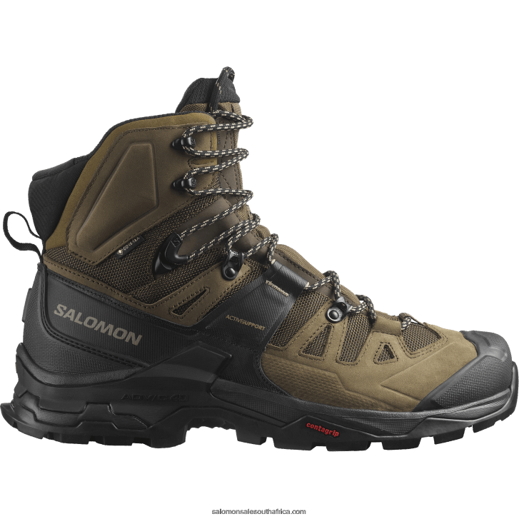 Salomon Mens Leather Hiking Boots - Quest 4 Gore-Tex JV8B486 Desert Palm/Black/Kelp