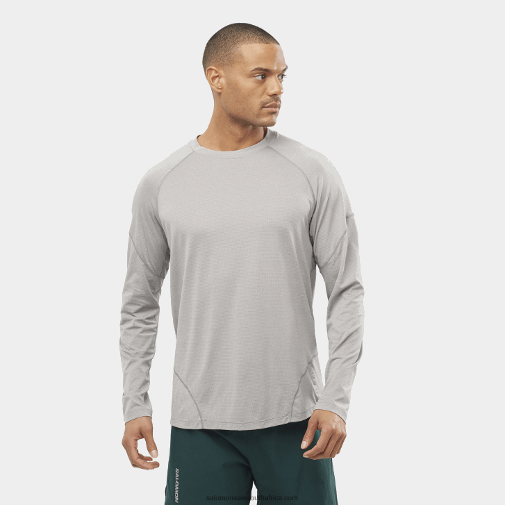 Salomon Mens Long Sleeve T-Shirt - Cross Run JV8B48538 Alloy/Heather