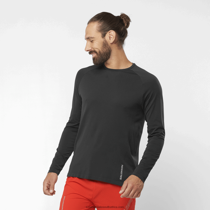 Salomon Mens Long Sleeve T-Shirt - Sense Aero Seamless JV8B48230 Deep Black