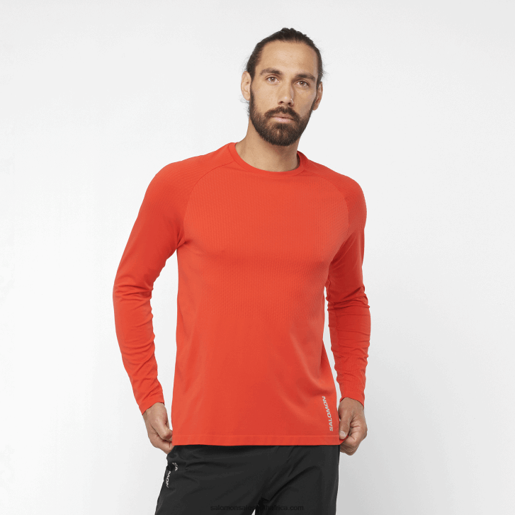 Salomon Mens Long Sleeve T-Shirt - Sense Aero Seamless JV8B48231 Fiery Red