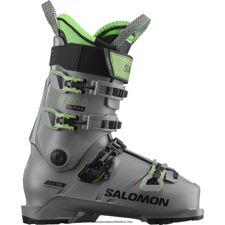 Salomon Mens On-Piste Boots - S/Pro Alpha 120 JV8B481230 Steel Grey/Pastel Neon Green 1/Black