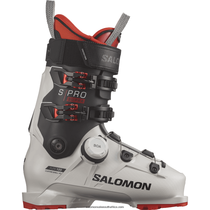 Salomon Mens On-Piste Boots - S/Pro Supra Boa 120 JV8B481238 Gray Aurora/Black/Red