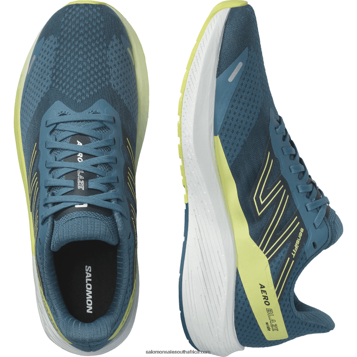 Salomon Men\s Running Shoes - Aero Blaze JV8B481068 Blue Ashes/Sunny Lime/Dark Sapphire