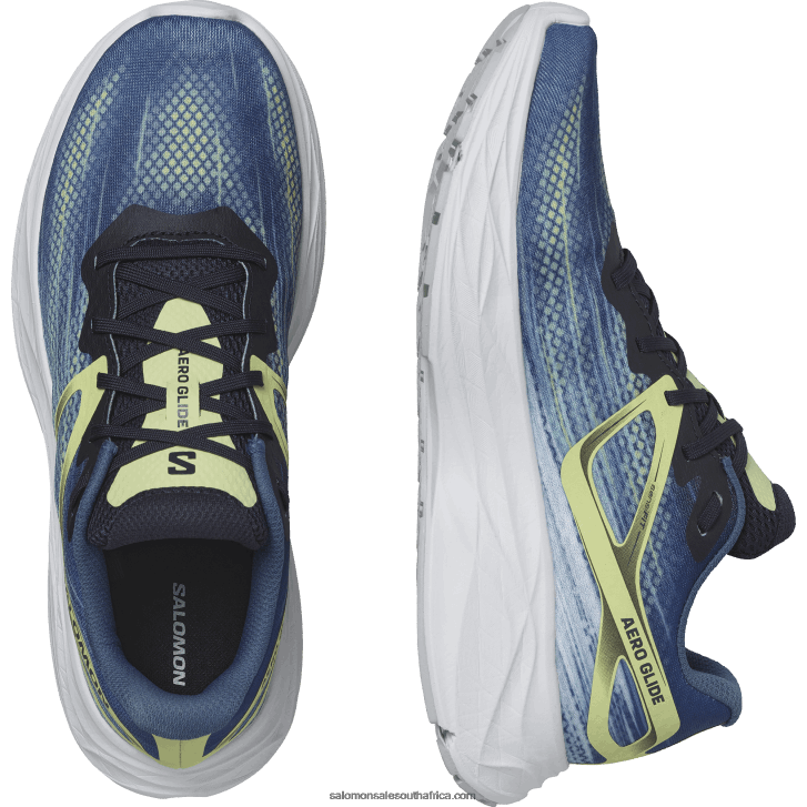 Salomon Men\s Running Shoes - Aero Glide JV8B481063 Blue Ashes/Dark Sapphire/Sunny Lime
