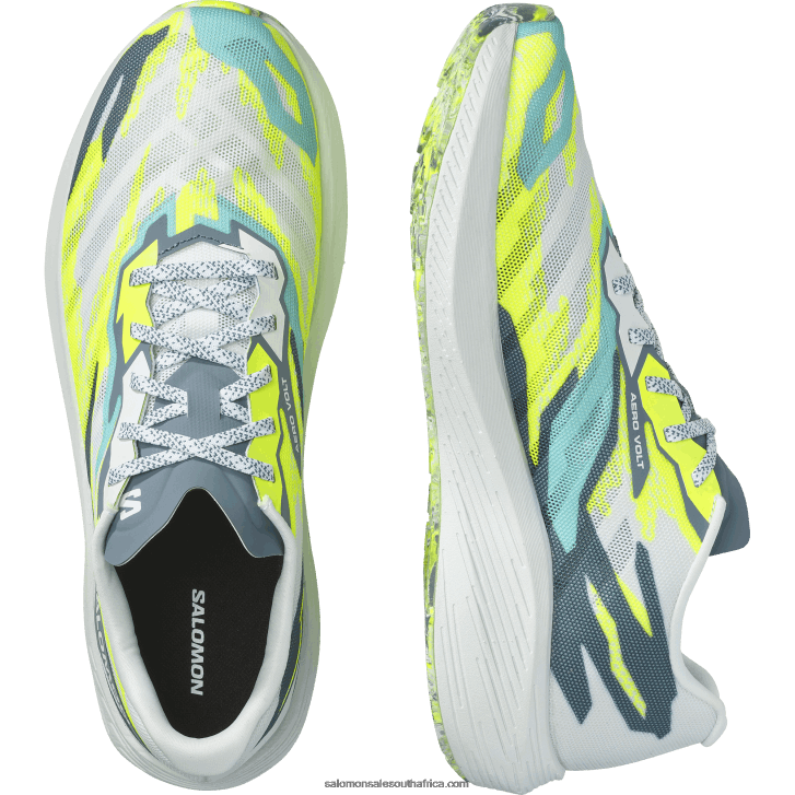 Salomon Men\s Running Shoes - Aero Volt JV8B4859 White/China Blue/Safety Yellow