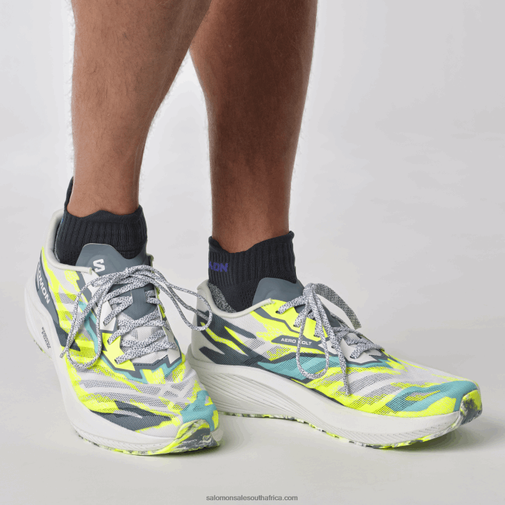 Salomon Men\s Running Shoes - Aero Volt JV8B4859 White/China Blue/Safety Yellow