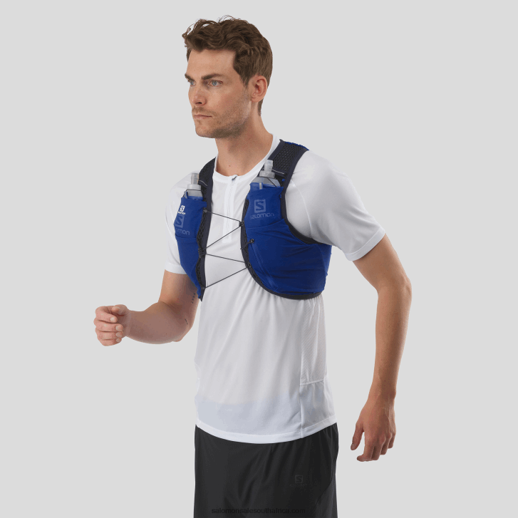 Salomon Mens Running Vest with flasks included - Active Skin 4 JV8B48328 Nautical Blue/Mood Indigo