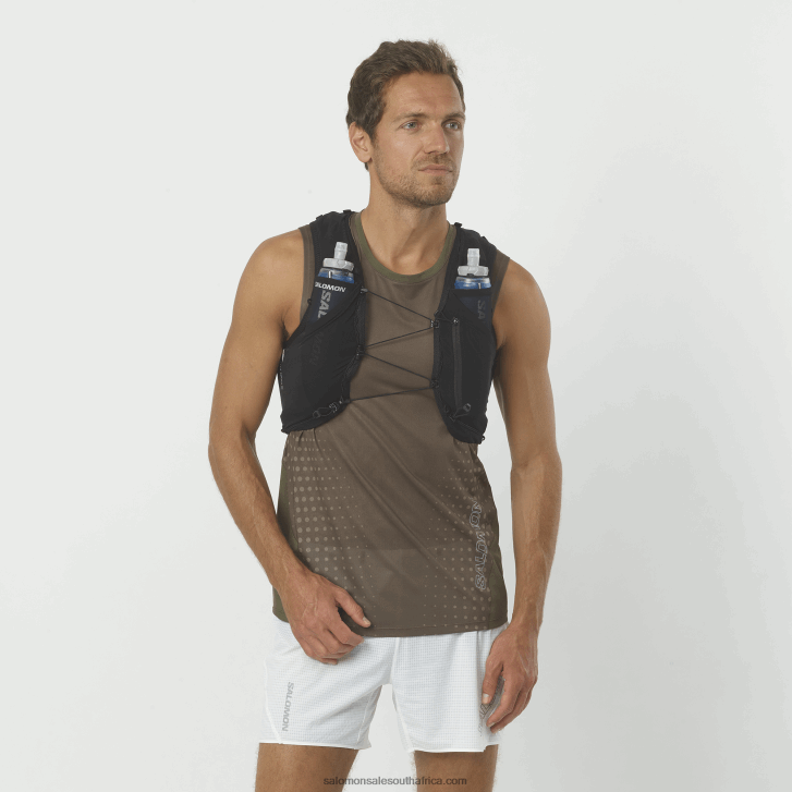 Salomon Mens Running Vest with flasks included - Adv Skin 5 JV8B48317 Black/Ebony
