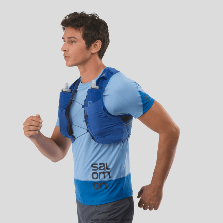 Salomon Mens Running Vest with flasks included - Sense Pro 5 JV8B48337 Nautical Blue/Ebony/Mood Indigo