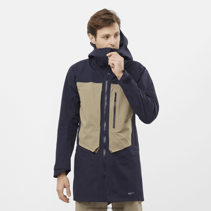 Salomon Mens Shell Jacket - Stance 3L Long JV8B48551 Night Sky/Roasted Cashew