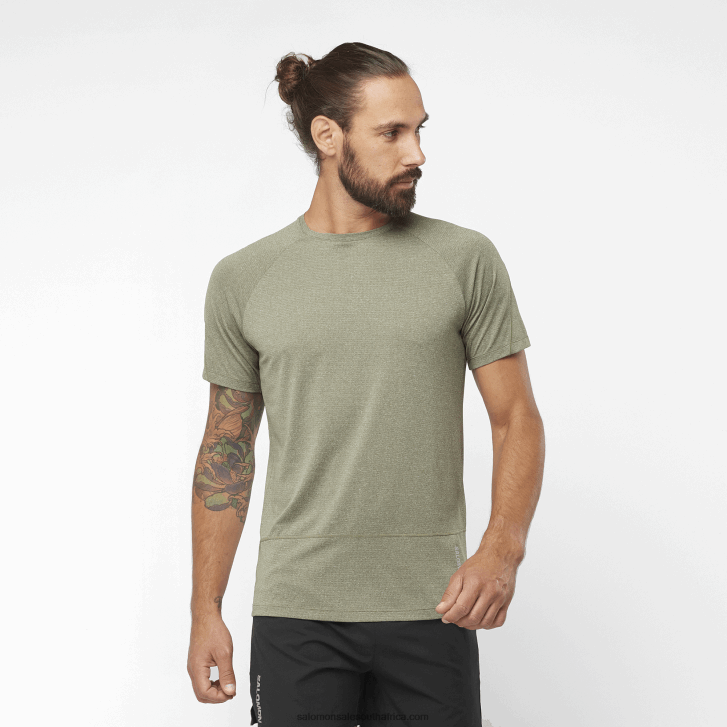 Salomon Mens Short Sleeve T-Shirt - Cross Run JV8B48237 Grape Leaf/Heather