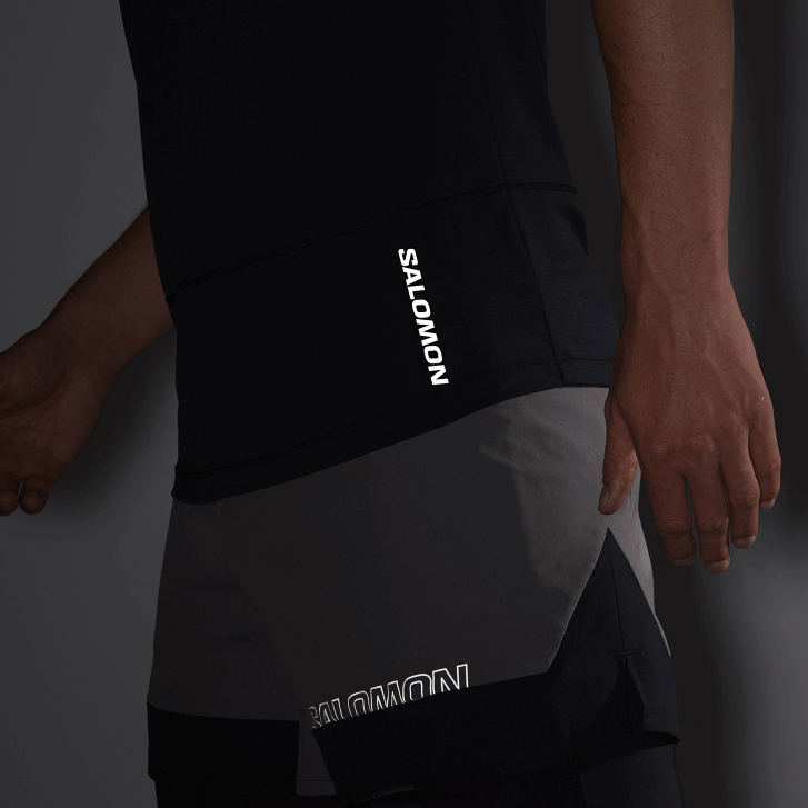 Salomon Men\s Short Sleeve T-Shirt - Cross Run JV8B48238 Deep Black