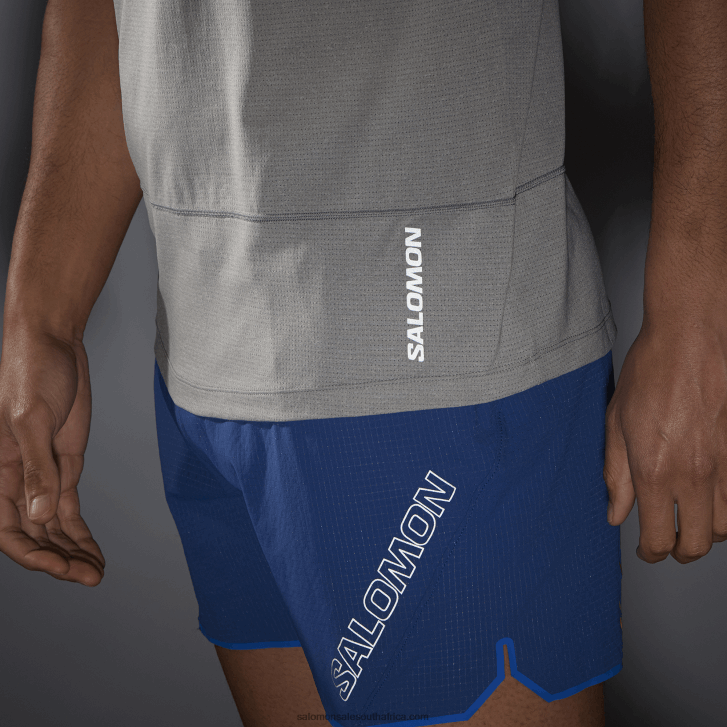 Salomon Men\s Short Sleeve T-Shirt - Cross Run JV8B48239 Alloy/Heather