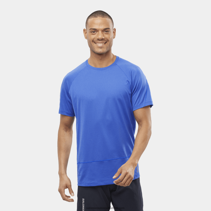 Salomon Mens Short Sleeve T-Shirt - Cross Run JV8B48240 Nautical Blue