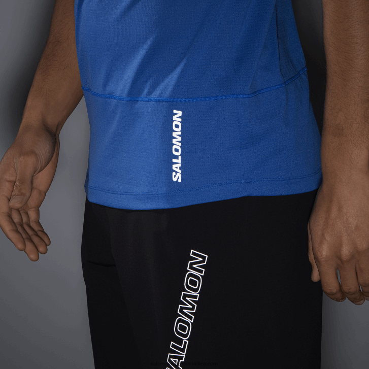 Salomon Men\s Short Sleeve T-Shirt - Cross Run JV8B48240 Nautical Blue