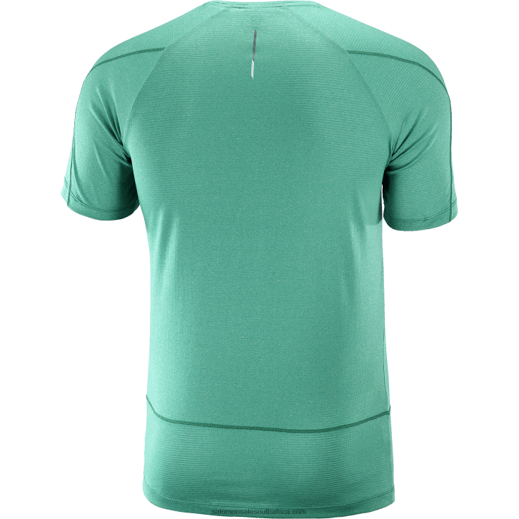 Salomon Men\s Short Sleeve T-Shirt - Cross Run JV8B48241 Pacific/Heather