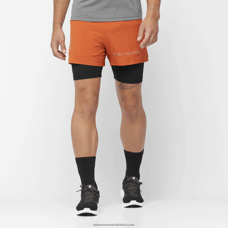 Salomon Mens Shorts - Cross 2In1 JV8B48279 Burnt Ochre/Deep Black