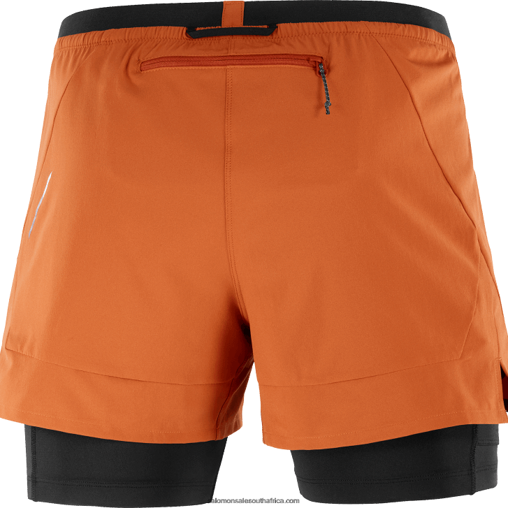Salomon Men\s Shorts - Cross 2In1 JV8B48279 Burnt Ochre/Deep Black
