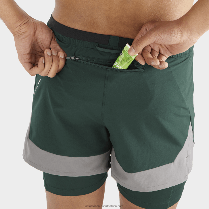 Salomon Men\s Shorts - Cross 2In1 JV8B48282 Ponderosa Pine/Quiet Shade