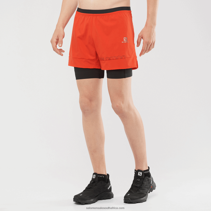 Salomon Mens Shorts - Cross 2In1 JV8B48284 Fiery Red
