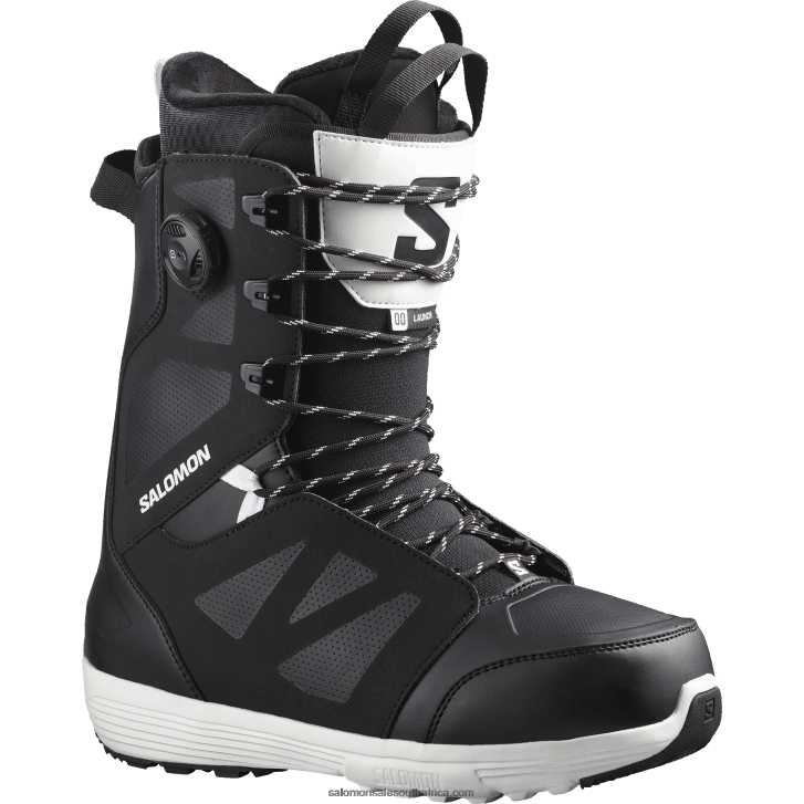 Salomon Mens Snowboard Boots - Launch Lace Sj Boa JV8B48597 Black/White
