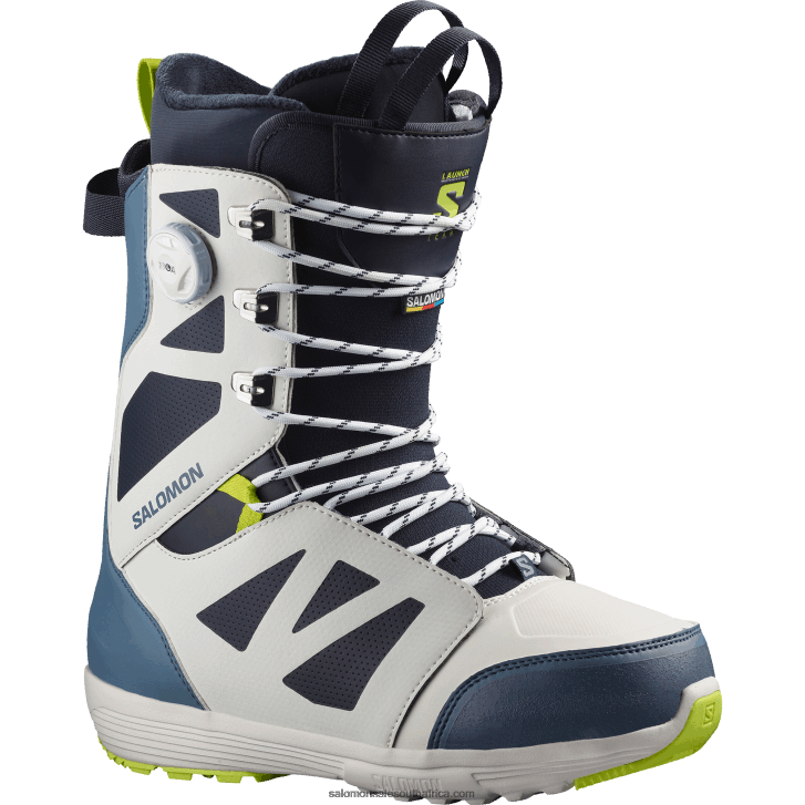 Salomon Mens Snowboard Boots - Launch Lace Sj Boa Team JV8B48591 Nimbus Cloud/China Blue/Acid Lime