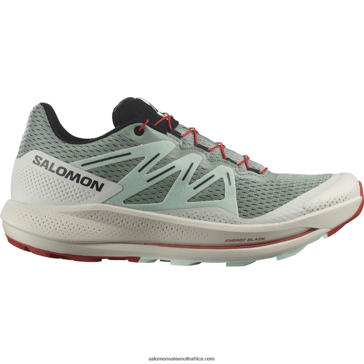 Salomon Mens Trail Running Shoes - Pulsar Trail JV8B481464 Lily Pad/Bleached Aqua/Hot Sauce