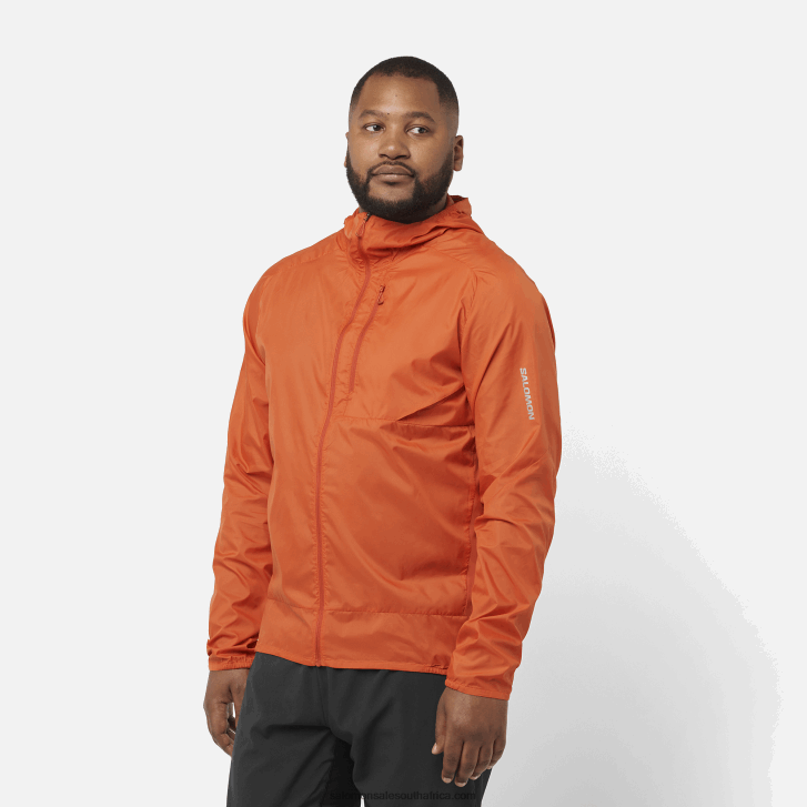Salomon Mens Wind Jacket Hoodie - Bonatti Cross Wind JV8B481091 Burnt Ochre