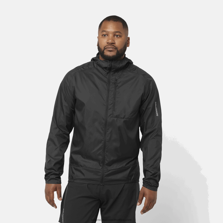 Salomon Mens Wind Jacket Hoodie - Bonatti Cross Wind JV8B481094 Deep Black
