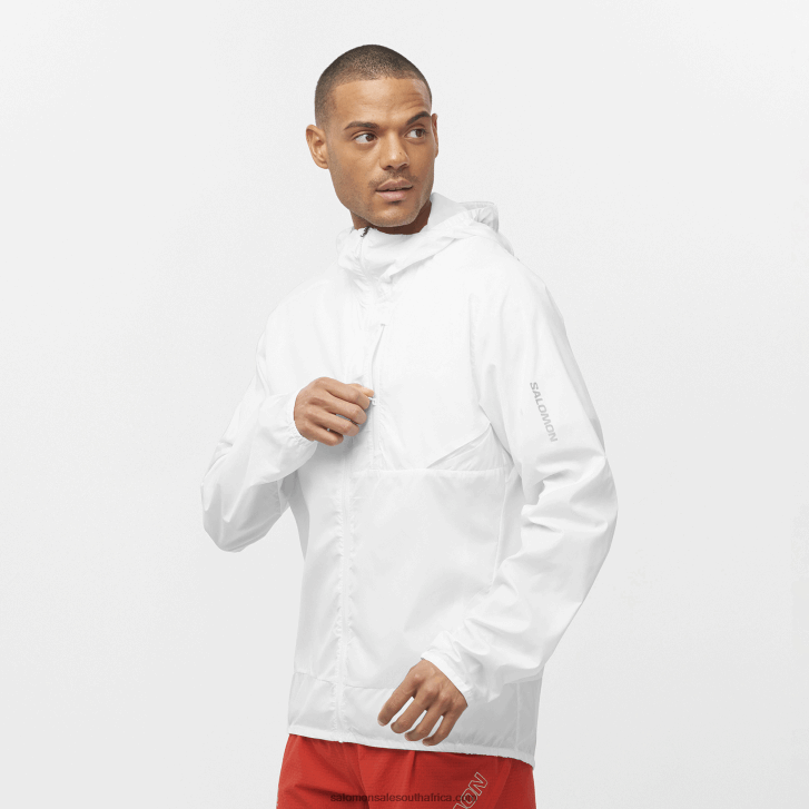 Salomon Mens Wind Jacket Hoodie - Bonatti Cross Wind JV8B481098 White