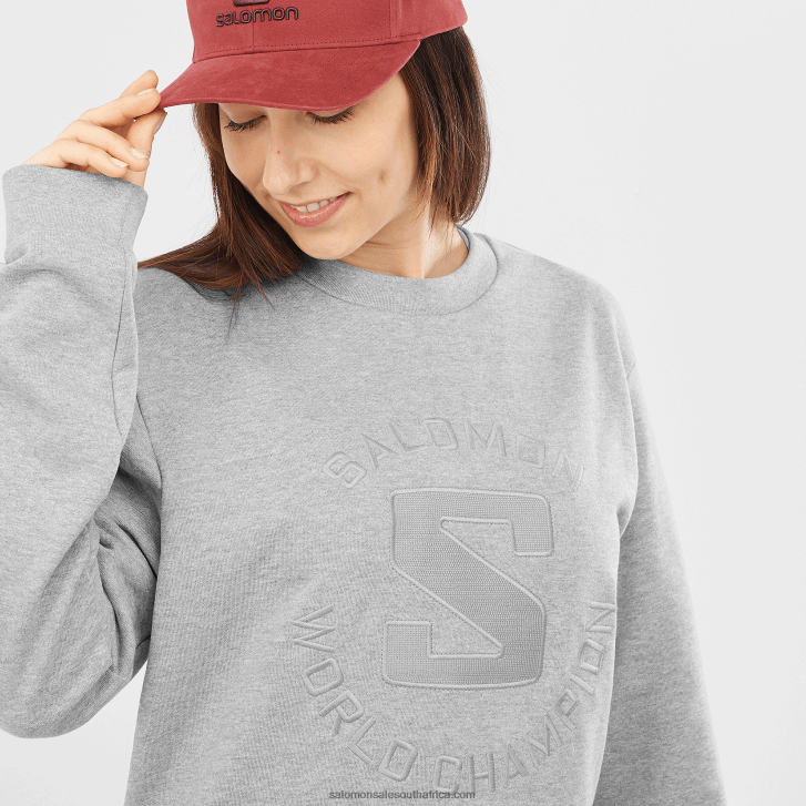 Salomon Women\s Crewneck Pullover - Outlife Logo Summer Heather JV8B48869 Mid Grey/Heather