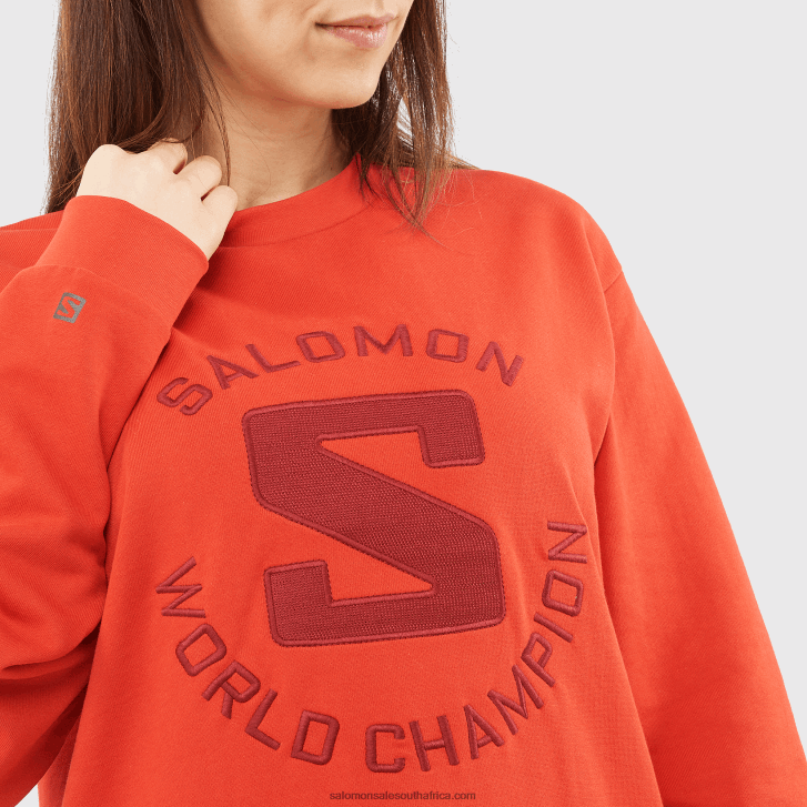 Salomon Women\s Crewneck Pullover - Outlife Logo Summer JV8B48875 Aura Orange