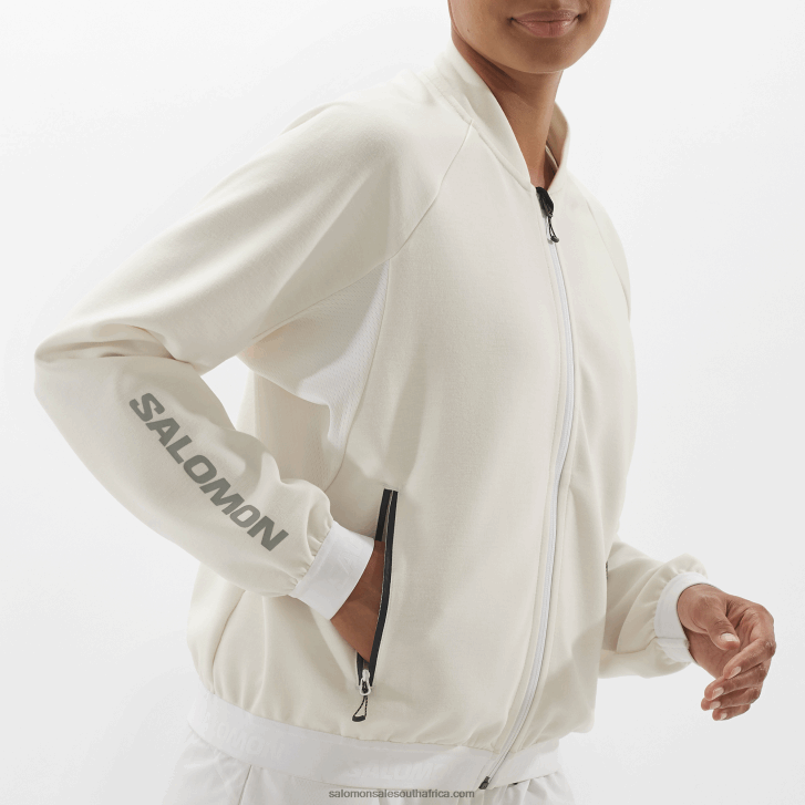 Salomon Women\s Full Zip Midlayer Jacket - Equipe JV8B48859 White/Deep Black