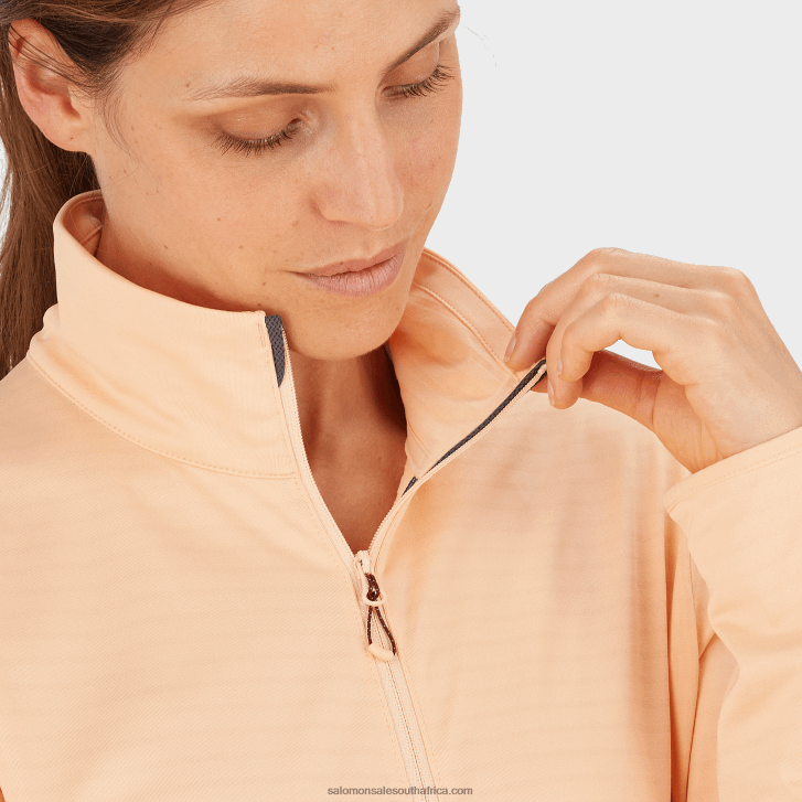 Salomon Women\s Full Zip Midlayer Jacket - Essential Lightwarm JV8B48865 Apricot Ice
