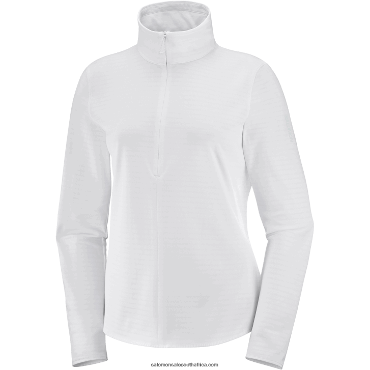 Salomon Women\s Half Zip Midlayer Jacket - Essential Lightwarm JV8B48871 White