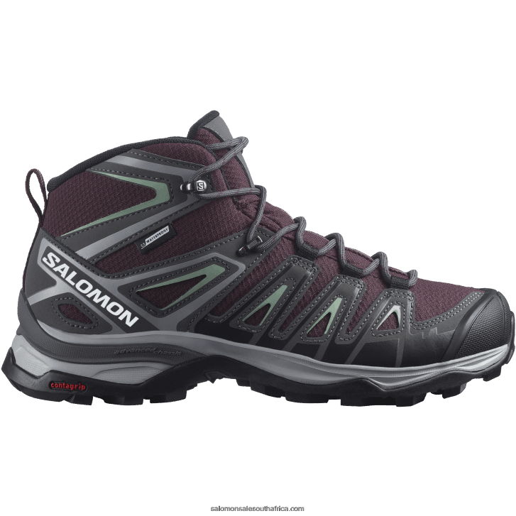 Salomon Womens Hiking Boots - X Ultra Pioneer Mid Clima Waterproof JV8B481278 Wine Tasting/Magnet/Granite Green