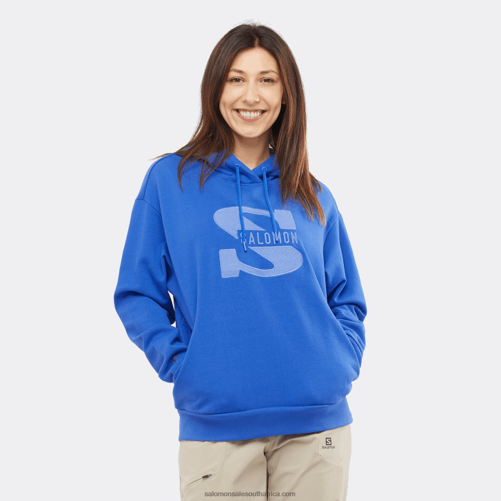 Salomon Womens Hooded Sweatshirt - Outlife Logo Pullover Hoodie W Summer JV8B48874 Nautical Blue