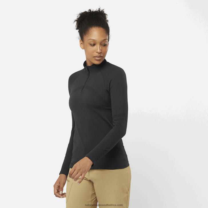 Salomon Womens Long Sleeve Baselayer - Essential Seamless JV8B48924 Deep Black