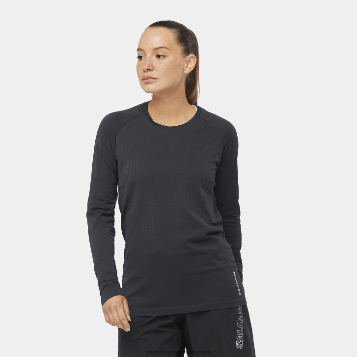 Salomon Womens Long Sleeve T-Shirt - Sense Aero Seamless JV8B48908 Deep Black